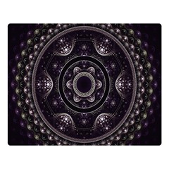Fractal Mandala Circles Purple Double Sided Flano Blanket (large)  by Wegoenart
