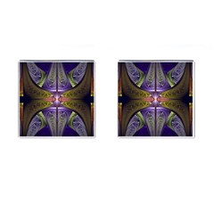 Fractal Blue Tin Pattern Texture Cufflinks (square) by Wegoenart