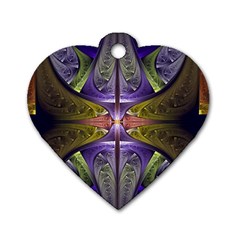 Fractal Blue Tin Pattern Texture Dog Tag Heart (one Side) by Wegoenart