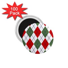 Red Green White Argyle Navy 1 75  Magnets (100 Pack)  by Wegoenart