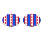 Stars Stripes July 4th Flag Blue Cufflinks (Oval) Front(Pair)