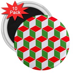 Christmas Abstract Background 3  Magnets (10 Pack)  by Wegoenart