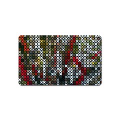 Christmas Cross Stitch Background Magnet (name Card) by Wegoenart