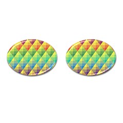 Background Colorful Geometric Cufflinks (oval) by Wegoenart
