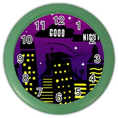 City Architecture Night Skyscraper Color Wall Clock by Wegoenart