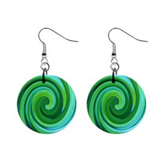 Groovy Abstract Turquoise Liquid Swirl Painting Mini Button Earrings by myrubiogarden