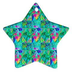 Garden Quilt Painting With Hydrangea And Blues Ornament (star) by myrubiogarden
