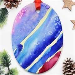 Painting Abstract Blue Pink Spots Oval Ornament (two Sides) by Pakrebo