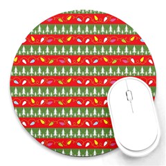 Christmas Papers Red And Green Round Mousepads by Pakrebo