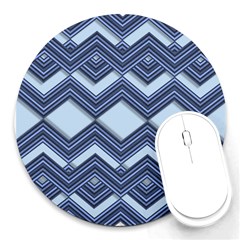 Textile Texture Fabric Zigzag Blue Round Mousepads by Pakrebo