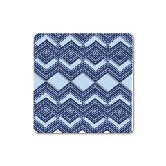 Textile Texture Fabric Zigzag Blue Square Magnet by Pakrebo