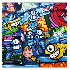 Graffiti Urban Colorful Graffiti Cartoon Fish Large Satin Scarf (square) by genx