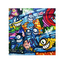 Graffiti Urban Colorful Graffiti Cartoon Fish Small Satin Scarf (square) by genx