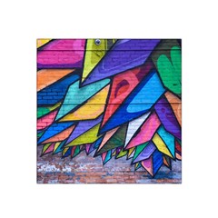 Urban Colorful Graffiti Brick Wall Industrial Scale Abstract Pattern Satin Bandana Scarf by genx