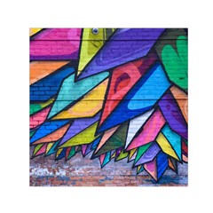Urban Colorful Graffiti Brick Wall Industrial Scale Abstract Pattern Small Satin Scarf (square) by genx