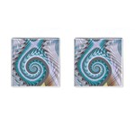 Spiral Fractal Swirl Whirlpool Cufflinks (Square) Front(Pair)