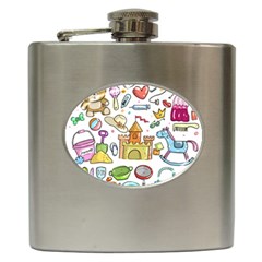 Baby Equipment Child Sketch Hand Hip Flask (6 Oz) by Pakrebo