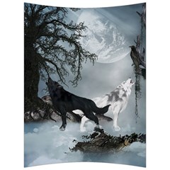 Awesome Black And White Wolf In The Dark Night Back Support Cushion by FantasyWorld7