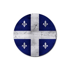 Flag Quebec Drapeau Grunge Fleur De Lys Blue And White Rubber Round Coaster (4 Pack)  by Quebec