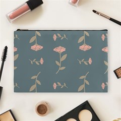 Florets In Grey Cosmetic Bag (large) by WensdaiAmbrose