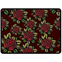 Roses Red Double Sided Fleece Blanket (large)  by WensdaiAmbrose