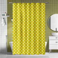 Yellow Polka Dot Shower Curtain 48  X 72  (small)  by retrotoomoderndesigns