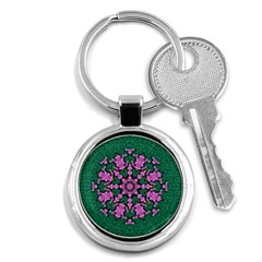 The Most Uniqe Flower Star In Ornate Glitter Key Chains (round)  by pepitasart