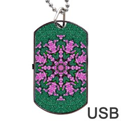 The Most Uniqe Flower Star In Ornate Glitter Dog Tag Usb Flash (two Sides) by pepitasart
