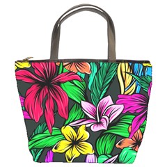Neon Hibiscus Bucket Bag by retrotoomoderndesigns