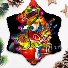 Dragon Lights Centerpiece Snowflake Ornament (two Sides) by Riverwoman