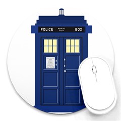 Tardis Doctor Who Time Travel Round Mousepads by Wegoenart