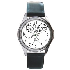Phoenix Mythical Bird Animal Round Metal Watch by Wegoenart
