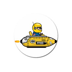 Cartoon Space Racer Galaxy Science Magnet 3  (round) by Wegoenart