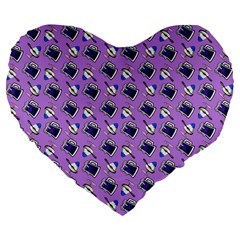 Kawaii Grape Rootbeer Large 19  Premium Flano Heart Shape Cushions by snowwhitegirl