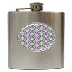 Vintage Scallop Violet Green Pattern Hip Flask (6 Oz) by snowwhitegirl