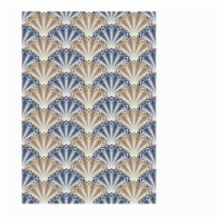 Vintage Scallop Beige Blue Pattern Large Garden Flag (two Sides) by snowwhitegirl