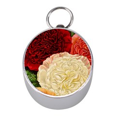Vintage Carnation Flowers Mini Silver Compasses by snowwhitegirl