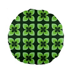 Retro Flower Green Standard 15  Premium Flano Round Cushions by snowwhitegirl