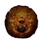 Awesome Steampunk Easter Egg With Flowers, Clocks And Gears Standard 15  Premium Round Cushions Front