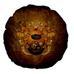 Awesome Steampunk Easter Egg With Flowers, Clocks And Gears Large 18  Premium Flano Round Cushions Front