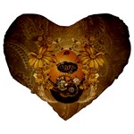Awesome Steampunk Easter Egg With Flowers, Clocks And Gears Large 19  Premium Flano Heart Shape Cushions Back