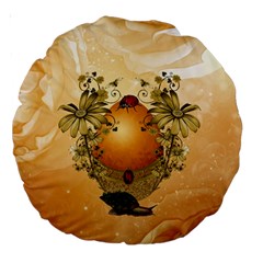 Wonderful Easter Egg With Flowers And Snail Large 18  Premium Round Cushions by FantasyWorld7