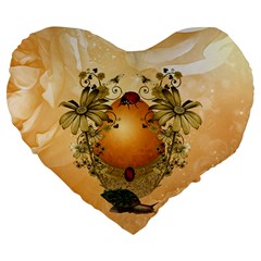 Wonderful Easter Egg With Flowers And Snail Large 19  Premium Heart Shape Cushions by FantasyWorld7