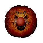 Wonderful Steampunk Easter Egg With Flowers Standard 15  Premium Flano Round Cushions Back