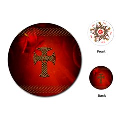 Wonderful Celtic Cross On Vintage Background Playing Cards (round) by FantasyWorld7