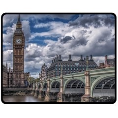 Architecture Big Ben Bridge Buildings Fleece Blanket (medium)  by Sudhe