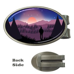 Dusk Sunset Dawn Sky Evening Money Clips (oval)  by Sudhe