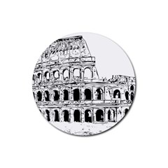 Line Art Architecture Rubber Round Coaster (4 Pack)  by Sudhe