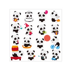 Giant Panda Bear Cuteness Small Satin Scarf (square) by Sudhe