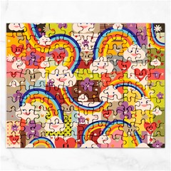 Rainbow Vintage Retro Style Kids Rainbow Vintage Retro Style Kid Funny Pattern With 80s Clouds Rectangular Jigsaw Puzzl by genx